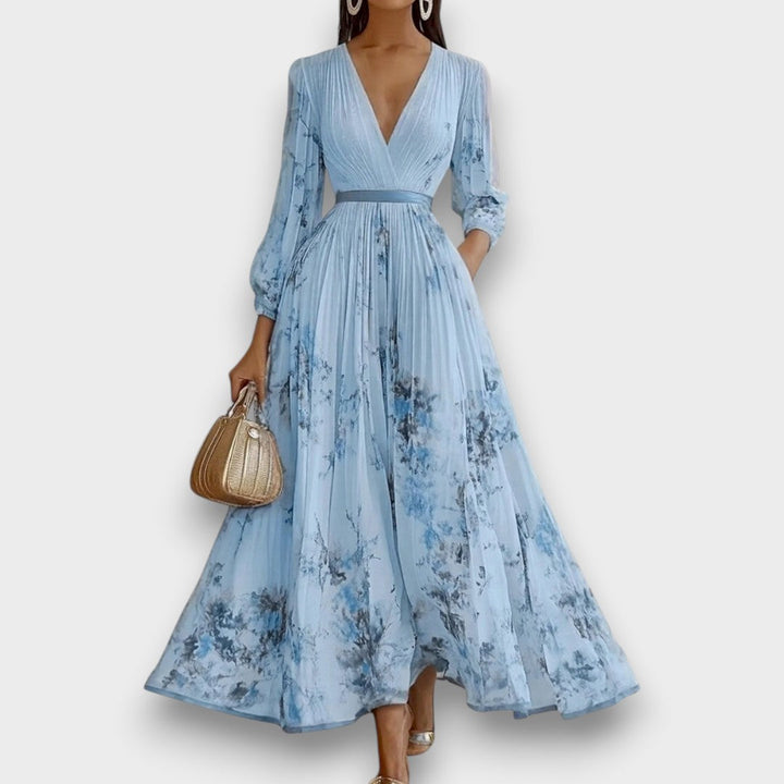Rowella - Élégant Robe Longue Plissée Florale