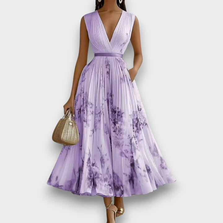 Rowella - Élégant Robe Longue Plissée Florale