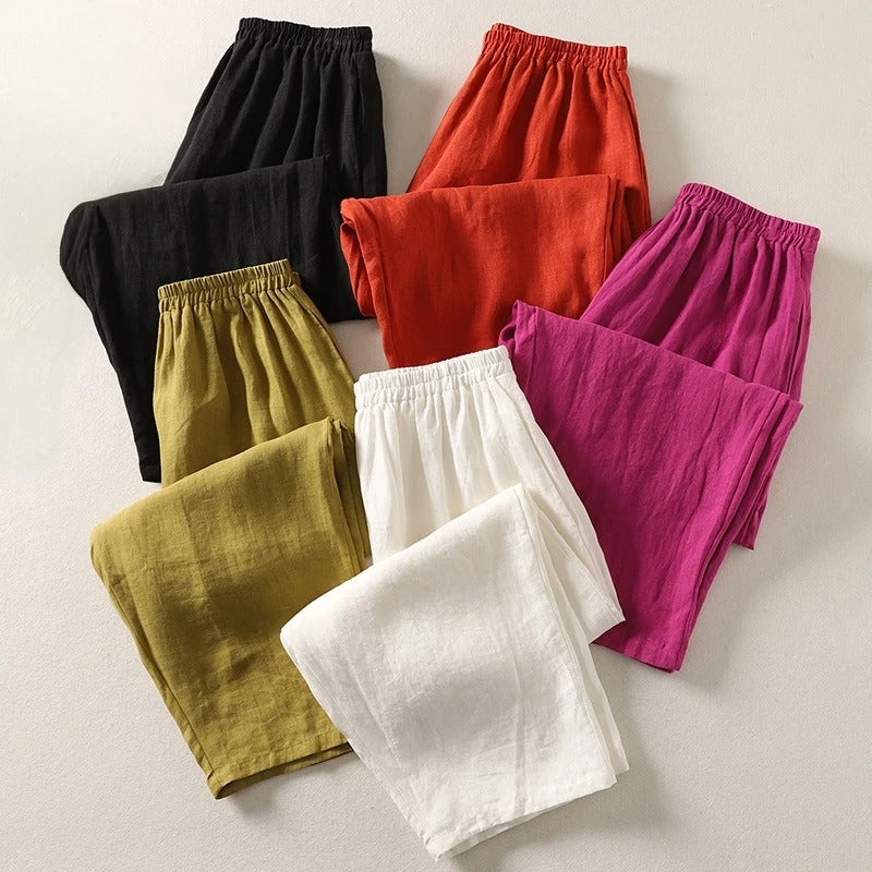 Amalia™ | Pantalon fluide en coton et lin
