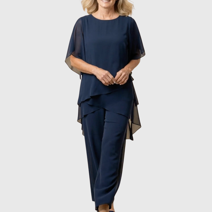 Costume avec pantalons palazzo drapés