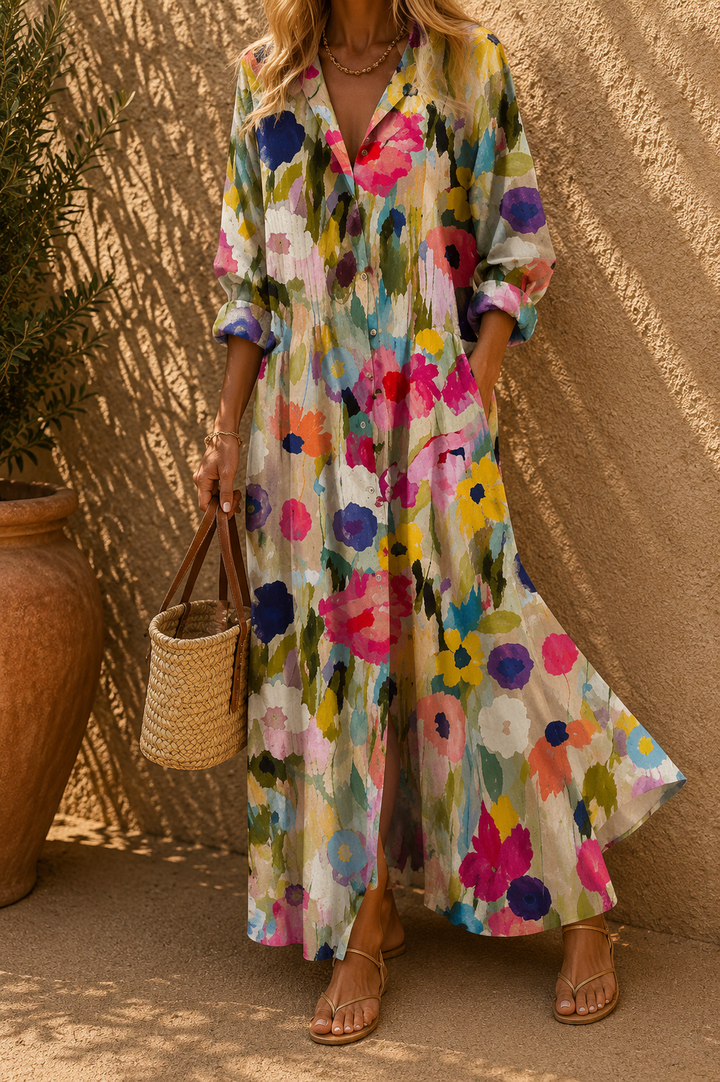 Lila - Robe Maxi Flatteuse avec Couverture de Ventre