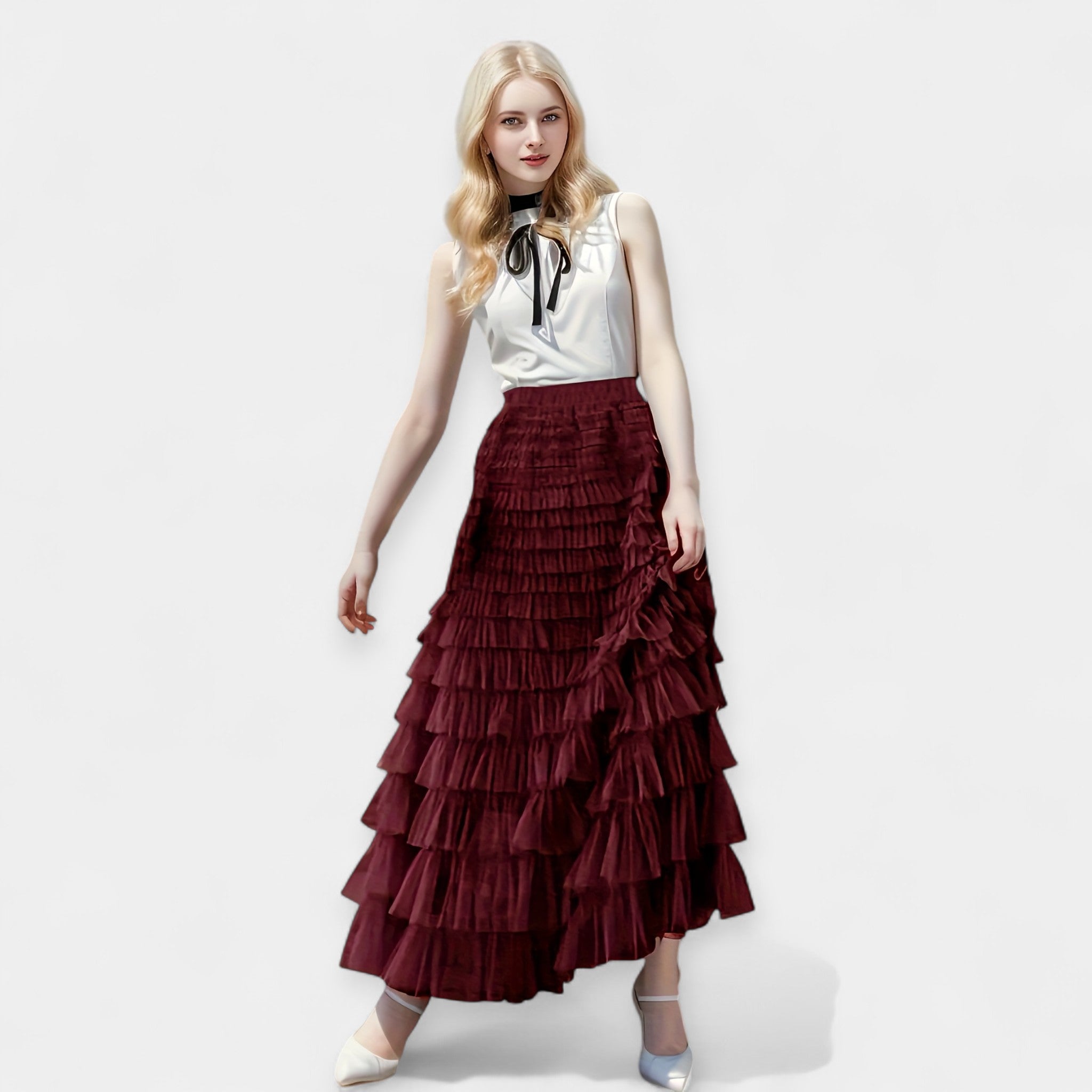 Kristýna - Jupe Élégante avec Détail Décoratif en Tulle