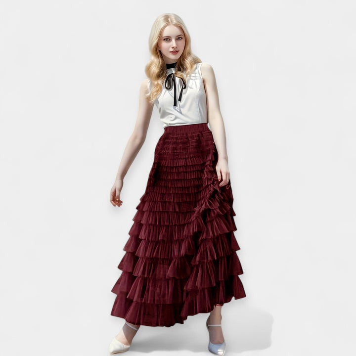 Kristýna - Jupe Élégante avec Détail Décoratif en Tulle