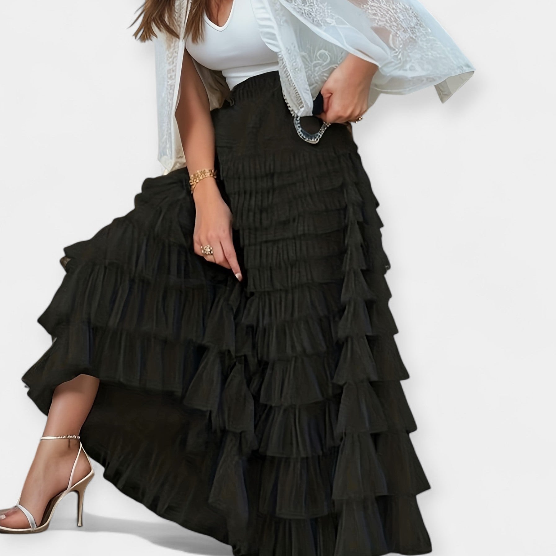 Kristýna - Jupe Élégante avec Détail Décoratif en Tulle