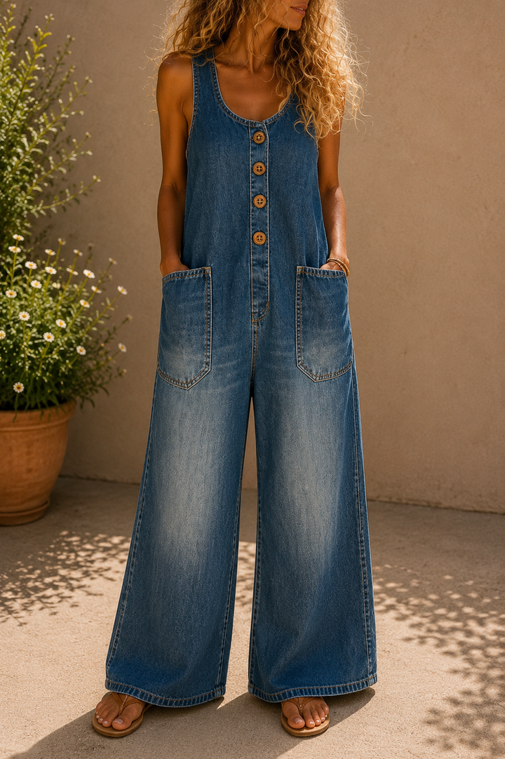 Saylor - Salopette en Denim Coton Vintage Lavé