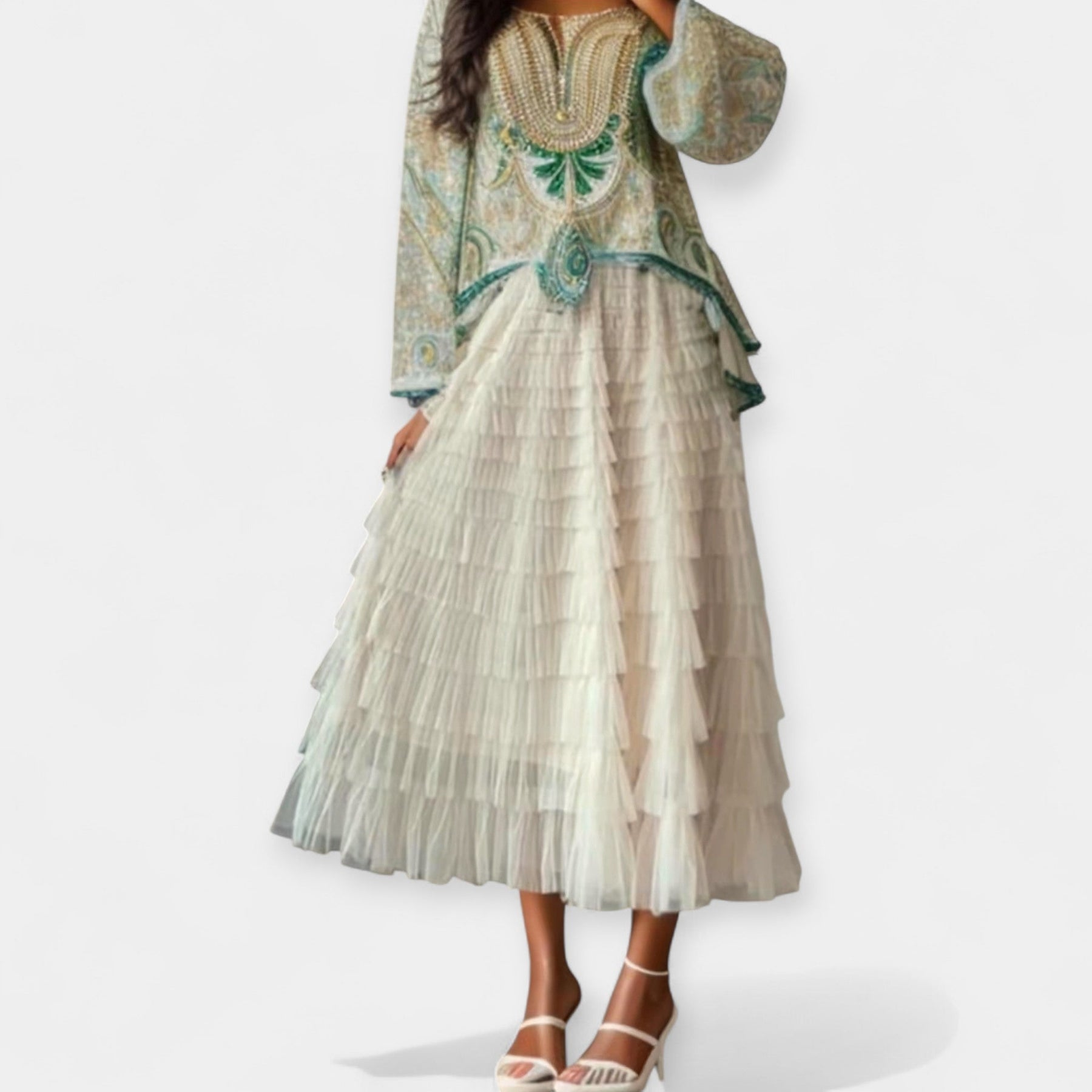 Kristýna - Jupe Élégante avec Détail Décoratif en Tulle