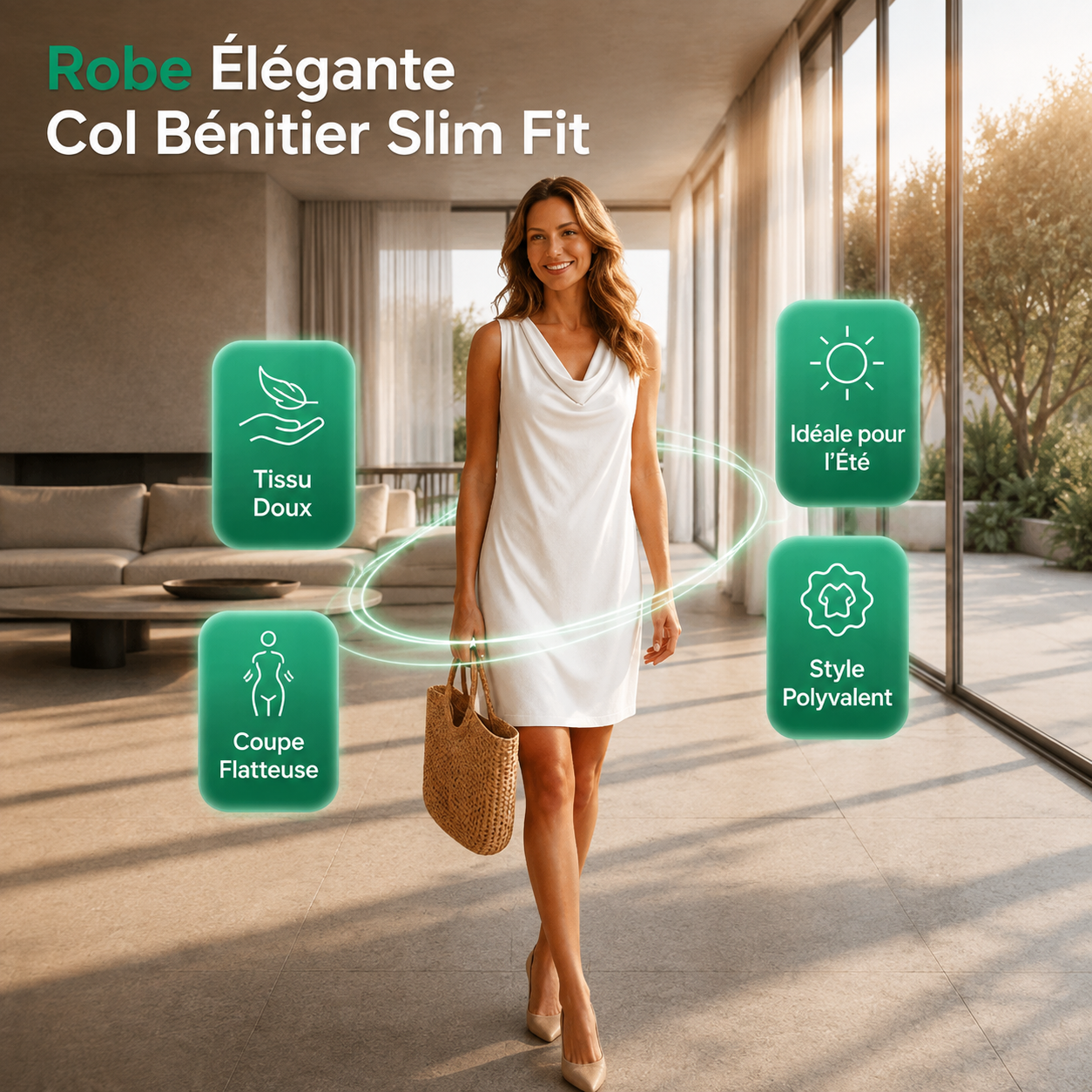 Luciana™ | Robe moulante à col drapé
