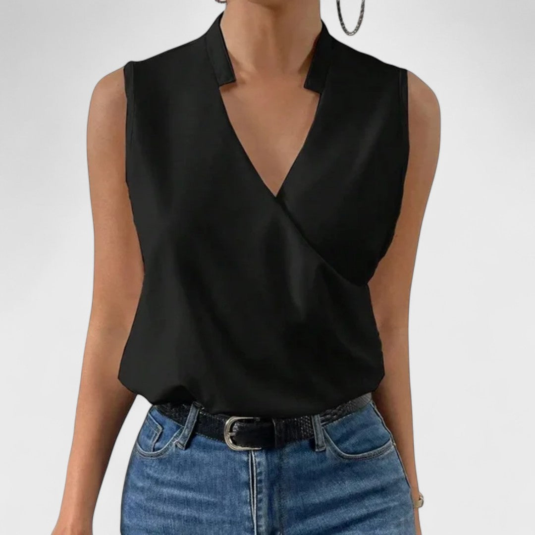 Simona - T-shirt d'Été Doux avec Décolleté en V