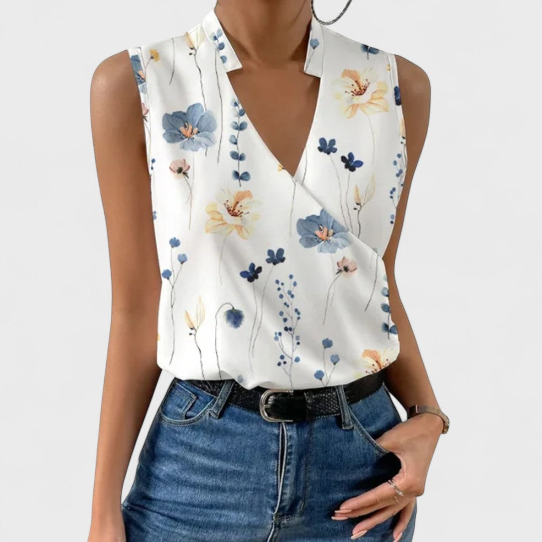 Simona - T-shirt d'Été Doux avec Décolleté en V