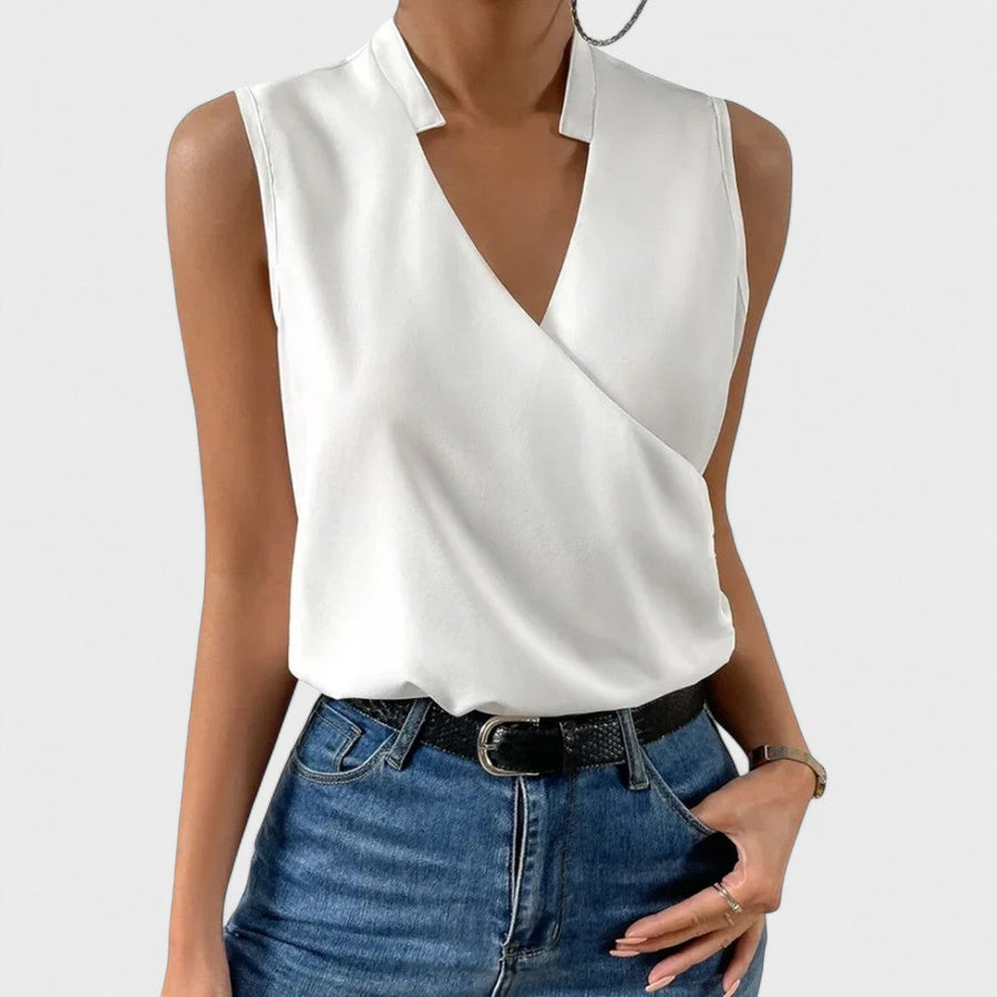 Simona - T-shirt d'Été Doux avec Décolleté en V