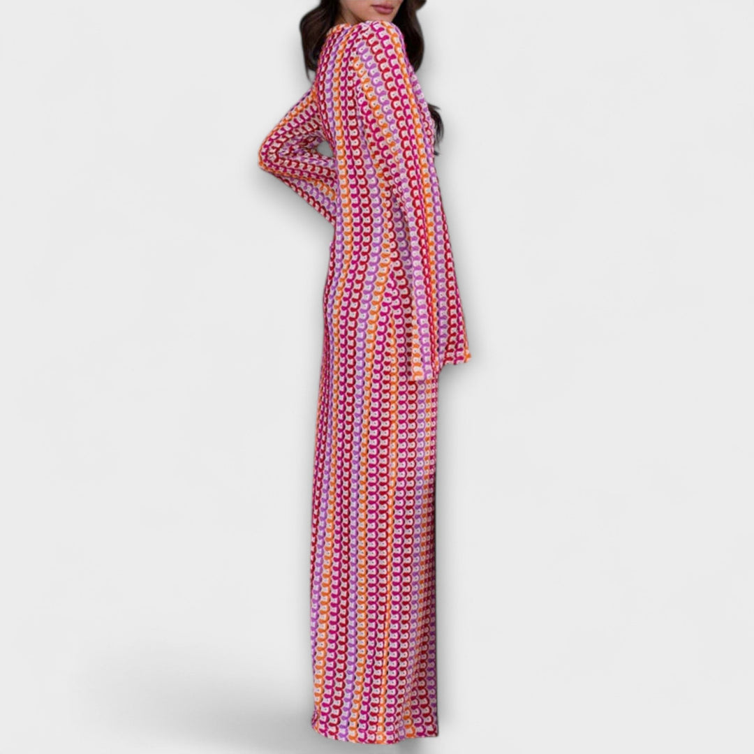 Elina – Robe maxi avec décolleté en V et une touche de vacances