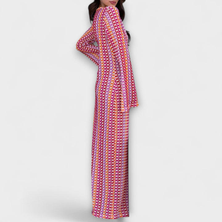 Elina – Robe maxi avec décolleté en V et une touche de vacances