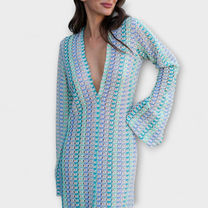 Elina – Robe maxi avec décolleté en V et une touche de vacances