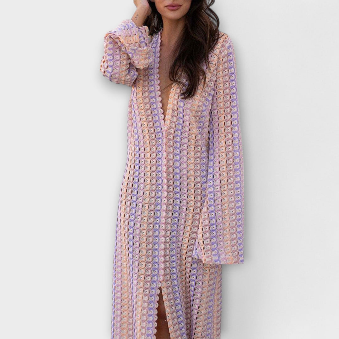 Elina – Robe maxi avec décolleté en V et une touche de vacances