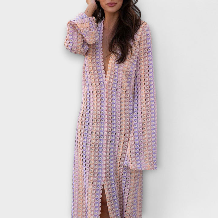 Elina – Robe maxi avec décolleté en V et une touche de vacances