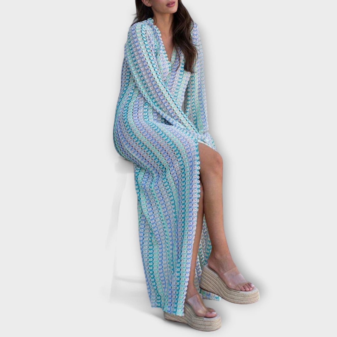 Elina – Robe maxi avec décolleté en V et une touche de vacances