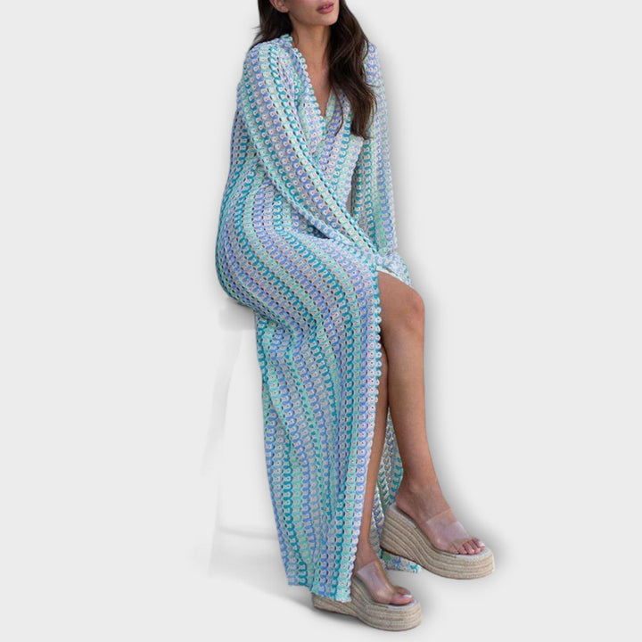 Elina – Robe maxi avec décolleté en V et une touche de vacances