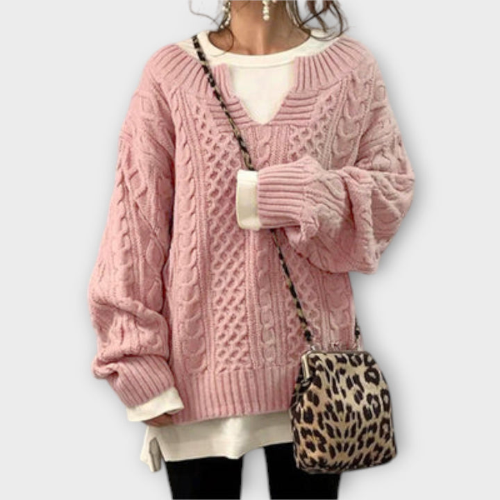Pull surdimensionné tricoté avec motif de torsades