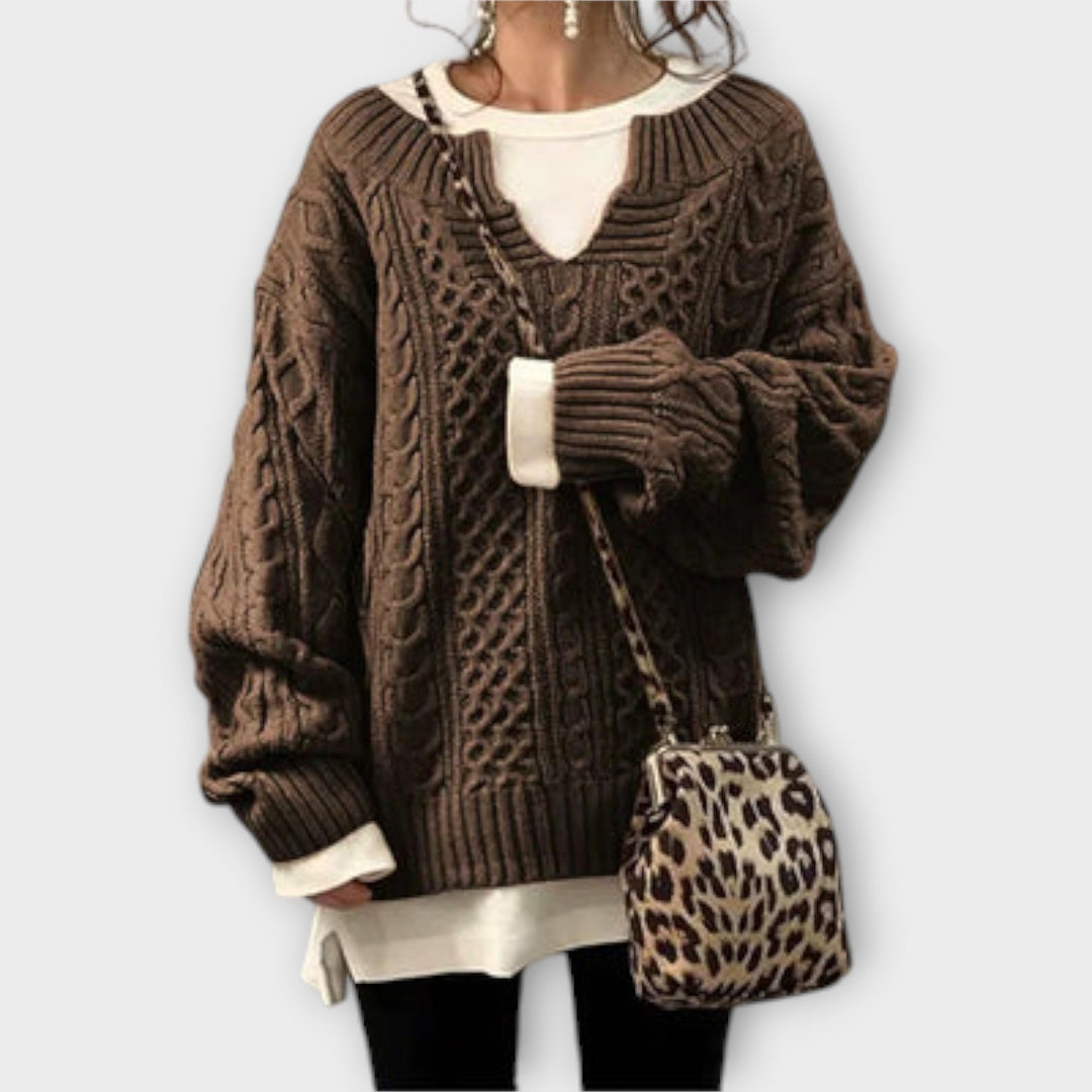 Pull surdimensionné tricoté avec motif de torsades