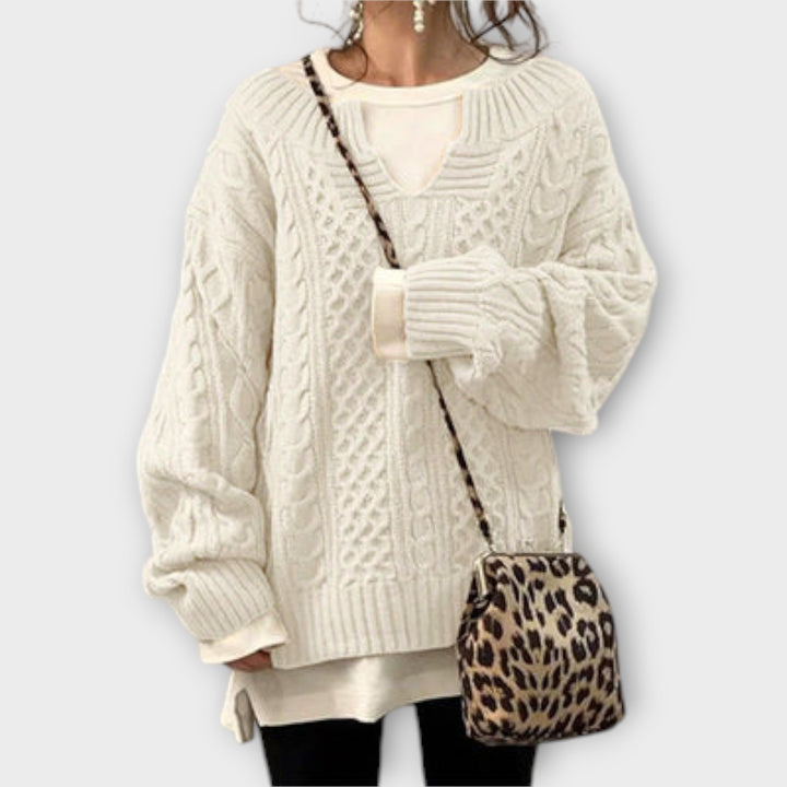 Pull surdimensionné tricoté avec motif de torsades
