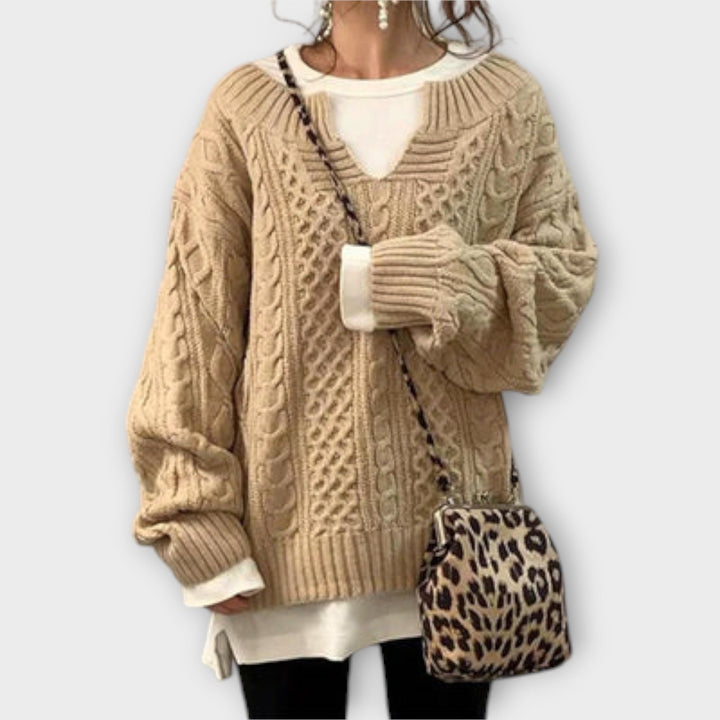 Pull surdimensionné tricoté avec motif de torsades