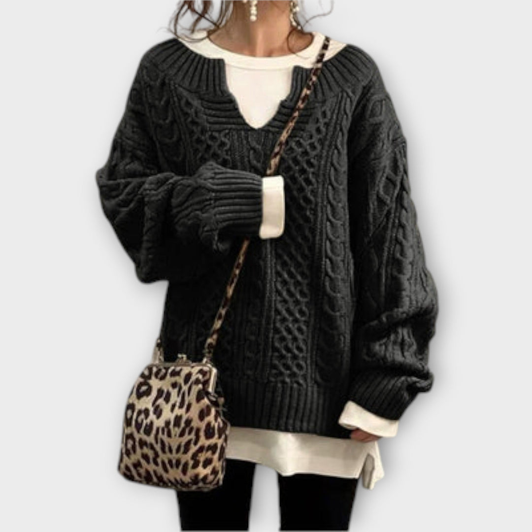 Pull surdimensionné tricoté avec motif de torsades