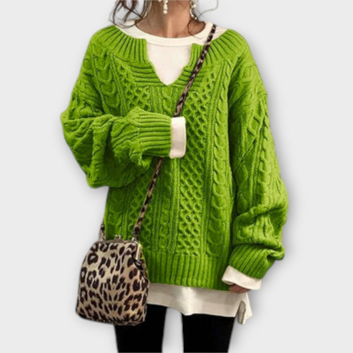 Pull surdimensionné tricoté avec motif de torsades