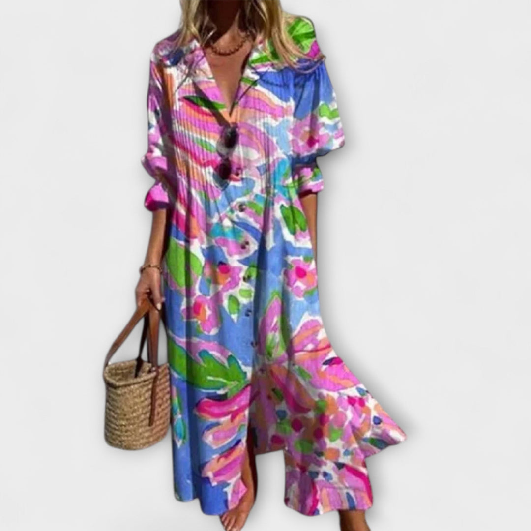 Lila - Robe Maxi Flatteuse avec Couverture de Ventre