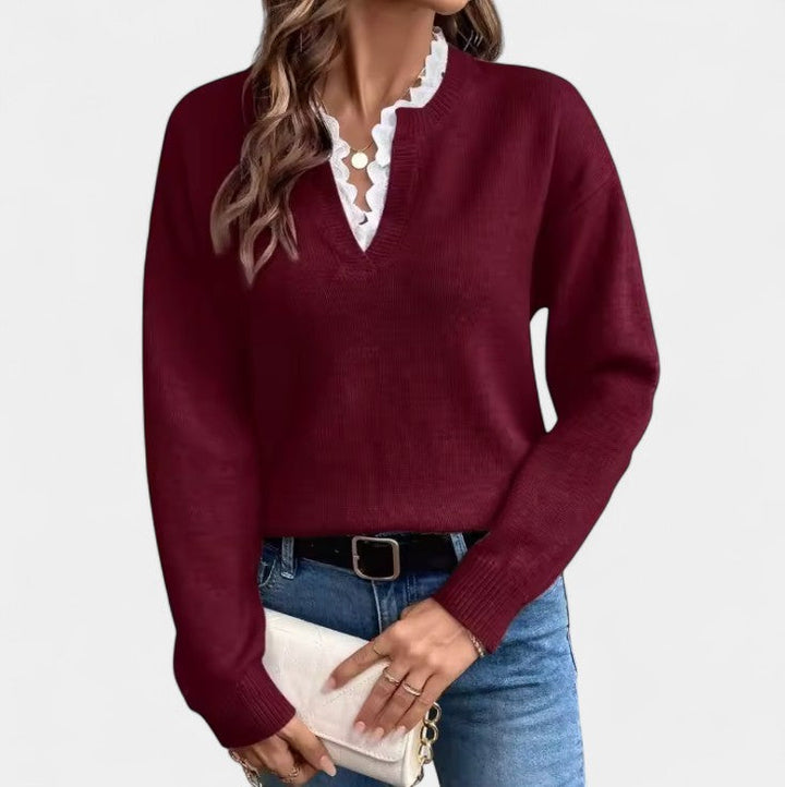 Anne – Blouse élégante avec bord en dentelle
