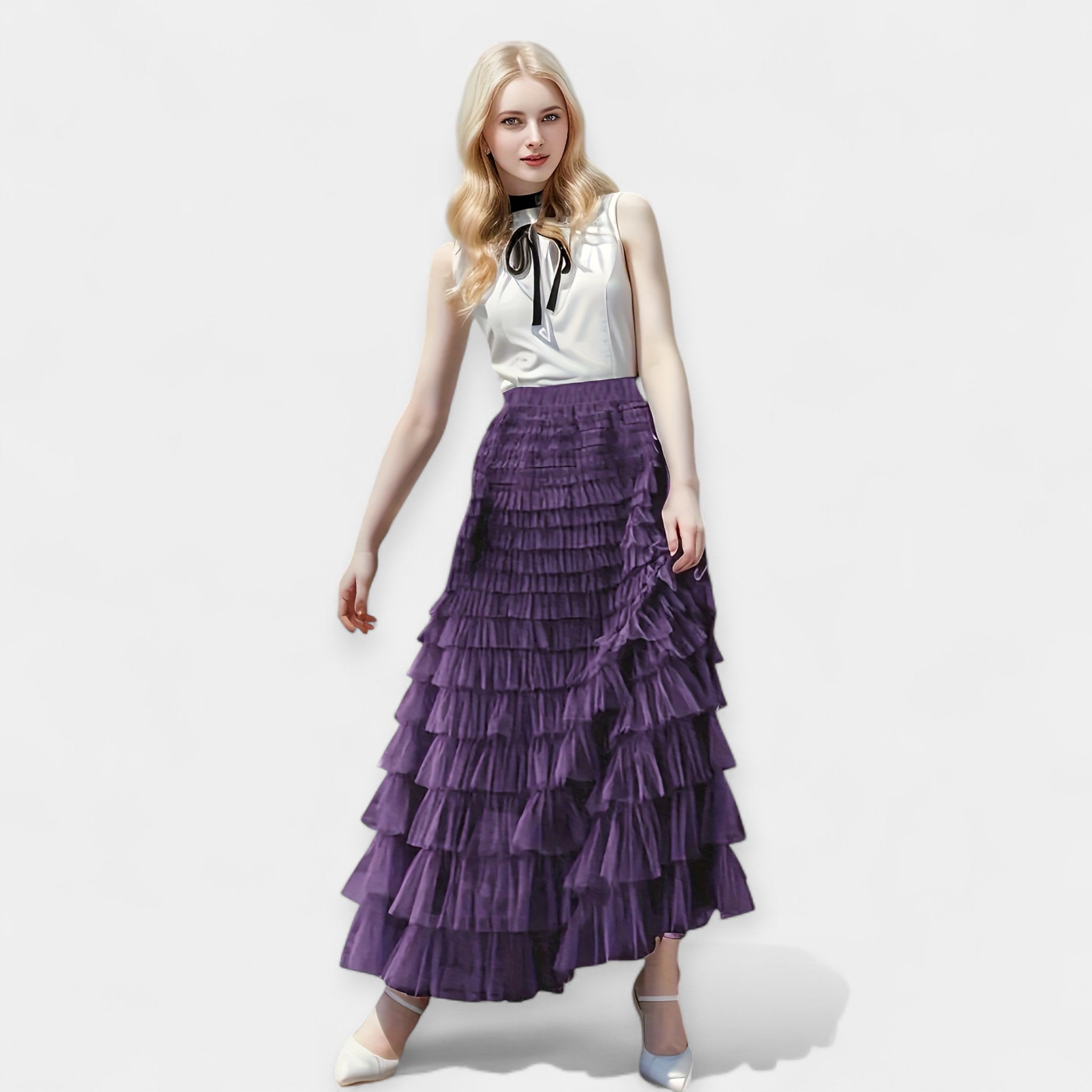Kristýna - Jupe Élégante avec Détail Décoratif en Tulle