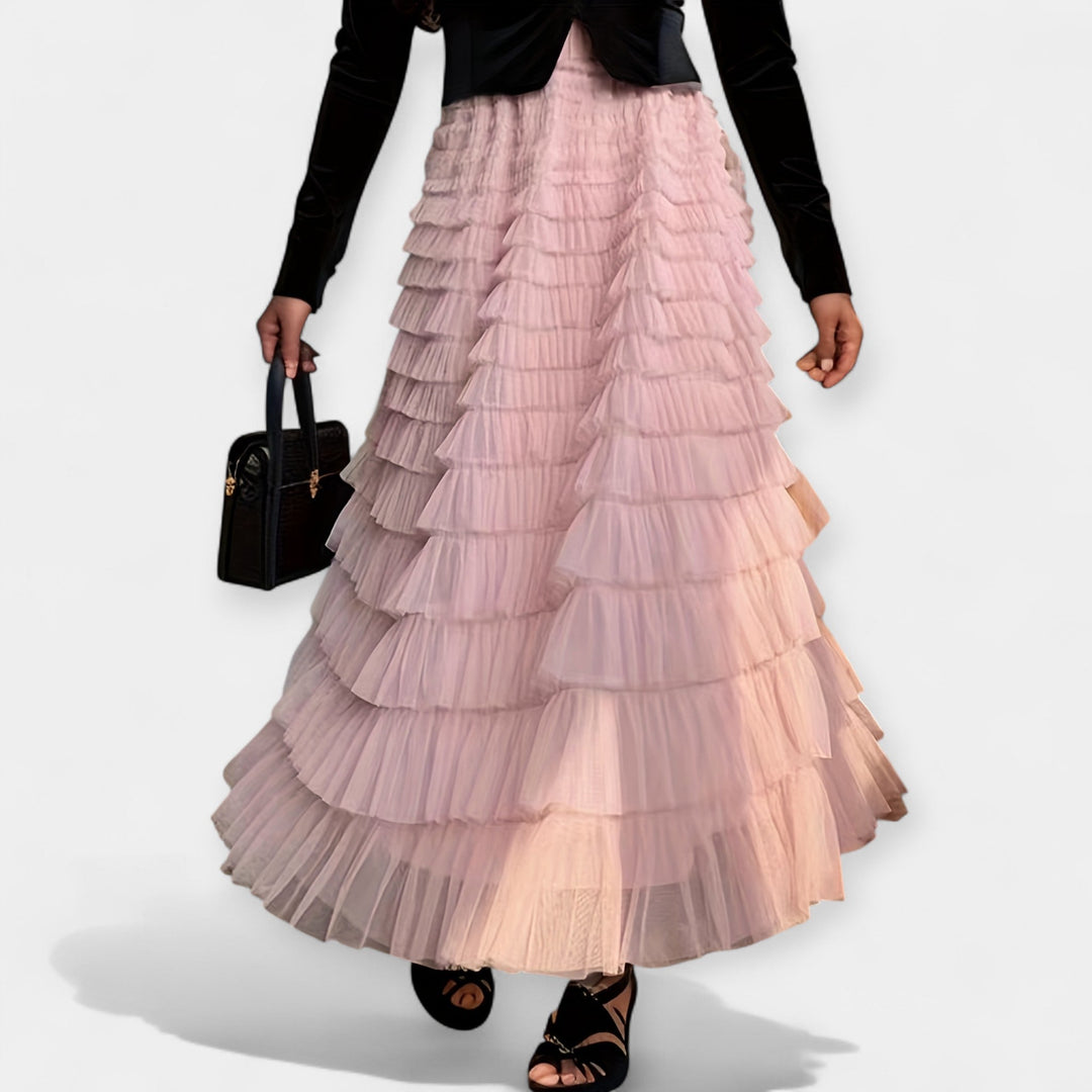 Kristýna - Jupe Élégante avec Détail Décoratif en Tulle