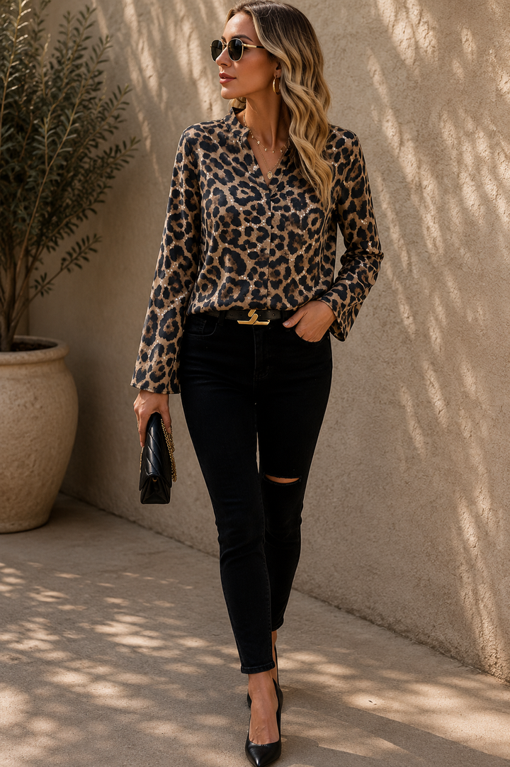 Blouse ample avec imprimé léopard