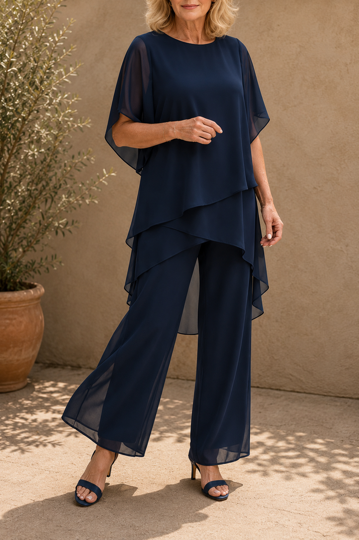 Costume avec pantalons palazzo drapés